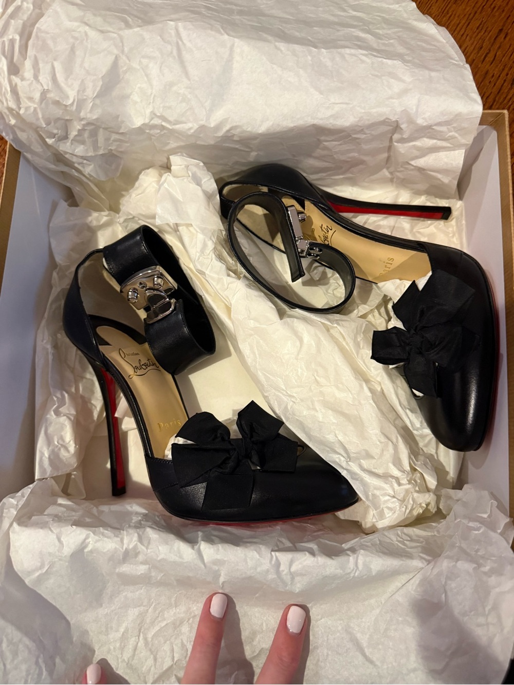 NEW Christian Louboutin fetish 120 shiny calf heels